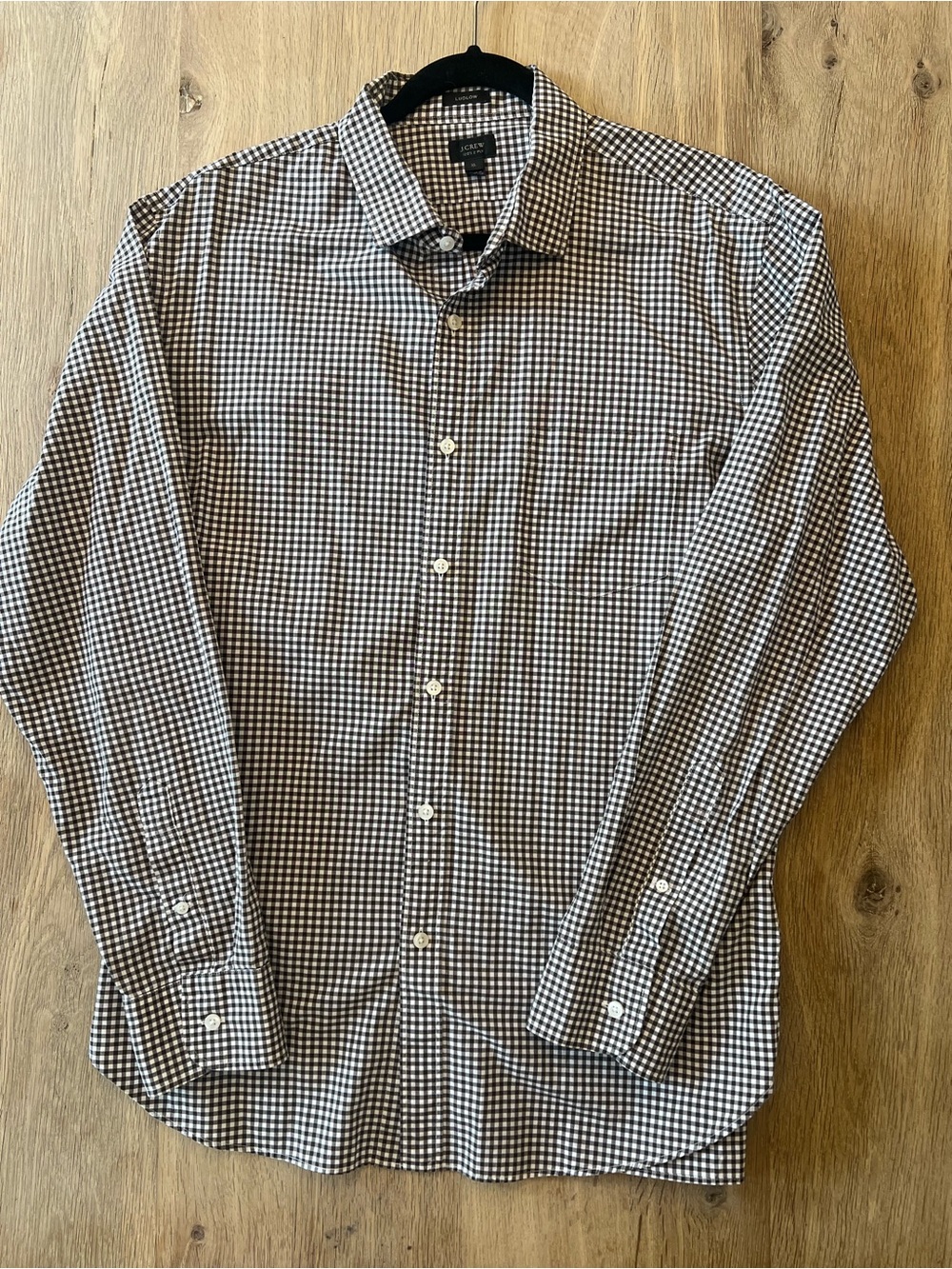 Men's Checked Button-Down Shirt - Brown/White Gingham